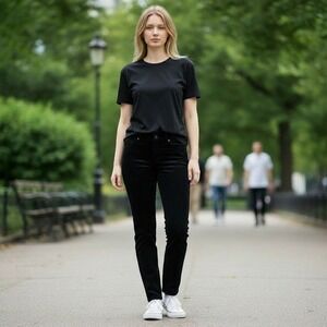 Yerse black low rise velvet skinny jeans pants NWT size T1 30x31
